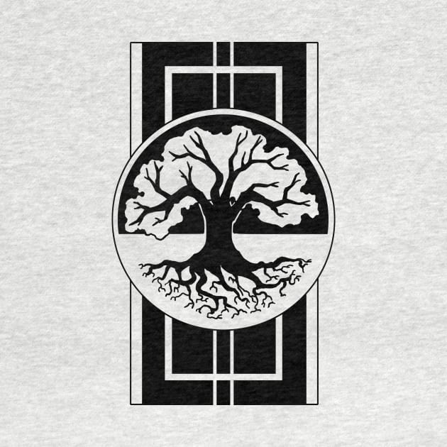 Tree and Roots - Original Logo Banner Sigil - Dark Design for Light Shirts by Indi Martin